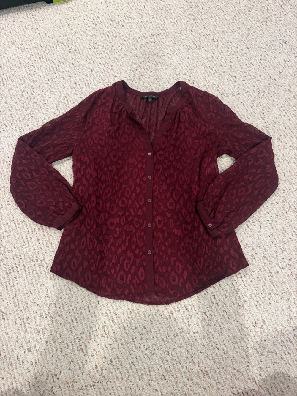 Banana Republic Leopard-Print Sheer Button-Down Blouse Size Medium - C14-005